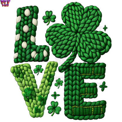 LOVE Yarn/Crochet St. Patrick's Day DTF Transfer print Only.