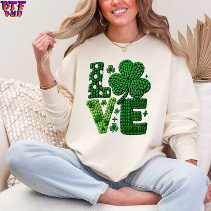 LOVE Yarn/Crochet St. Patrick's Day DTF Transfer print Only.