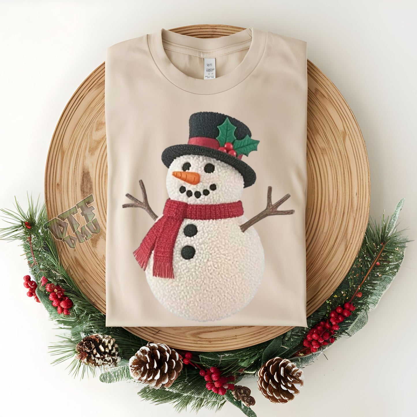 FAUX Yarn/Crochet Snowman Christmas DTF Transfer