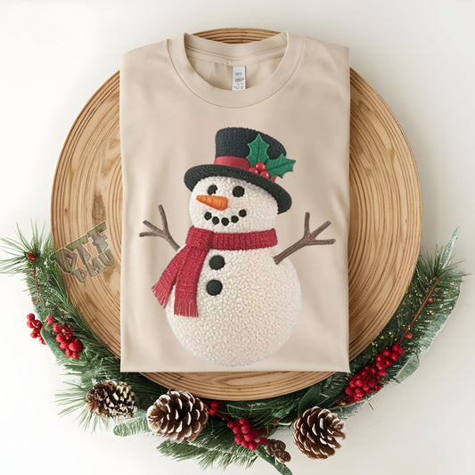 FAUX Yarn/Crochet Snowman Christmas DTF Transfer