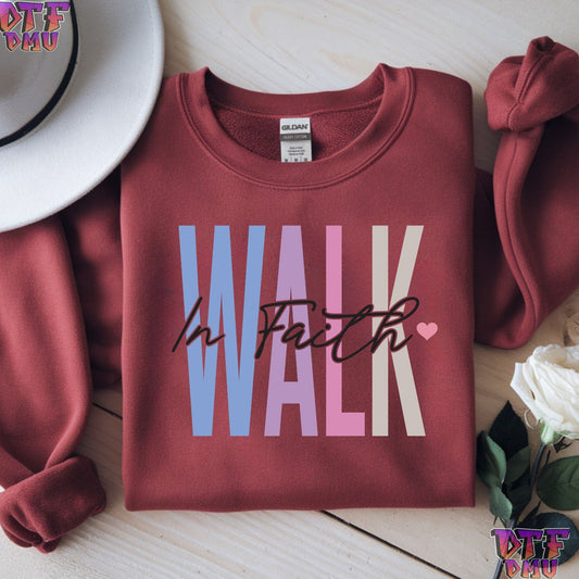 WALK in Faith Christian DTF Transfer Print.