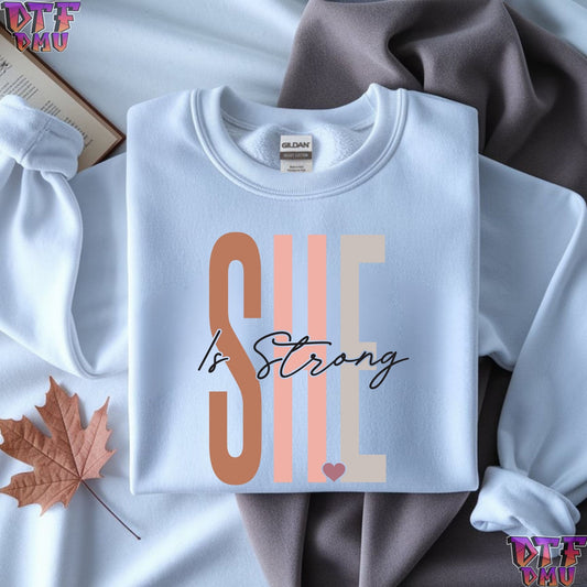 SHE IS STRONG Christian DTF Transfer Print.