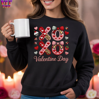 XOXO Valentine's Day  Faux Yarn/Crochet DTF Transfer Print Only.