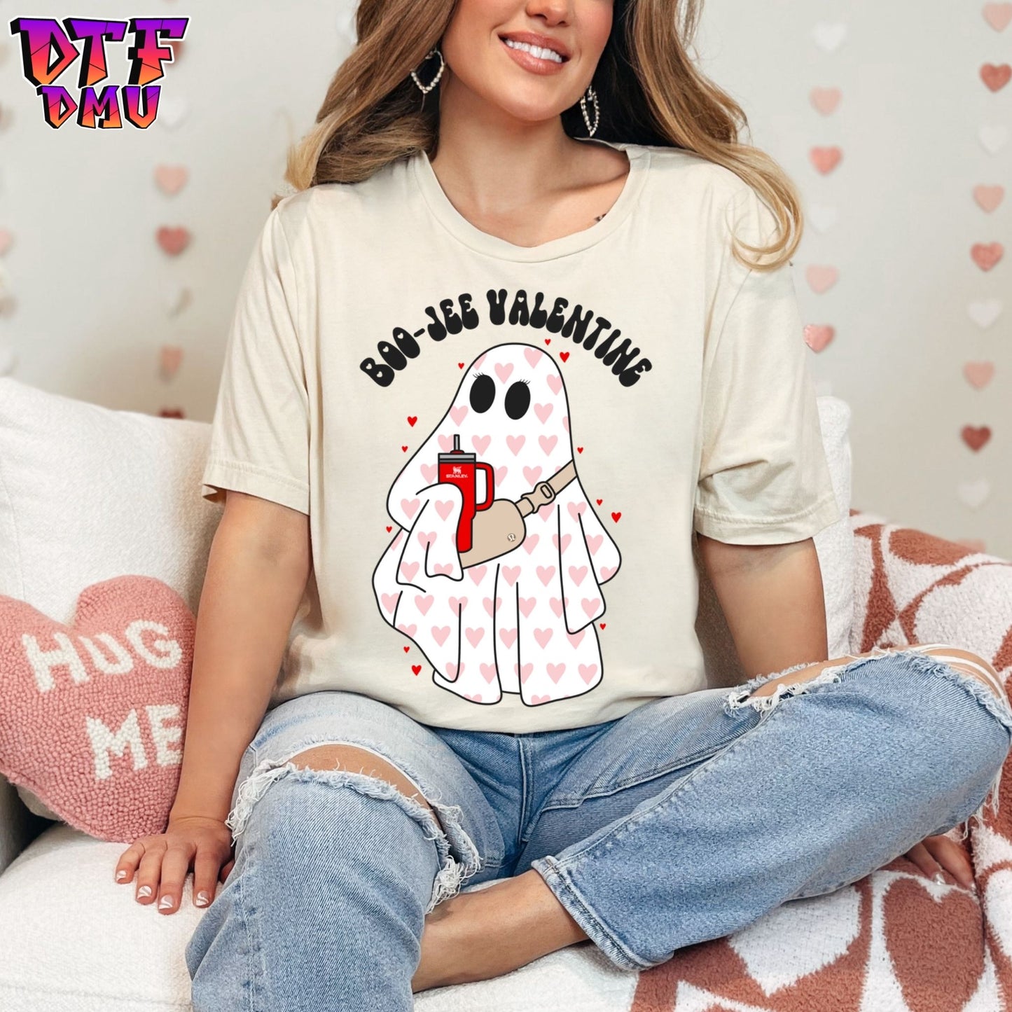 Boo Jee Ghost  Valentine's Day DTF Transfer