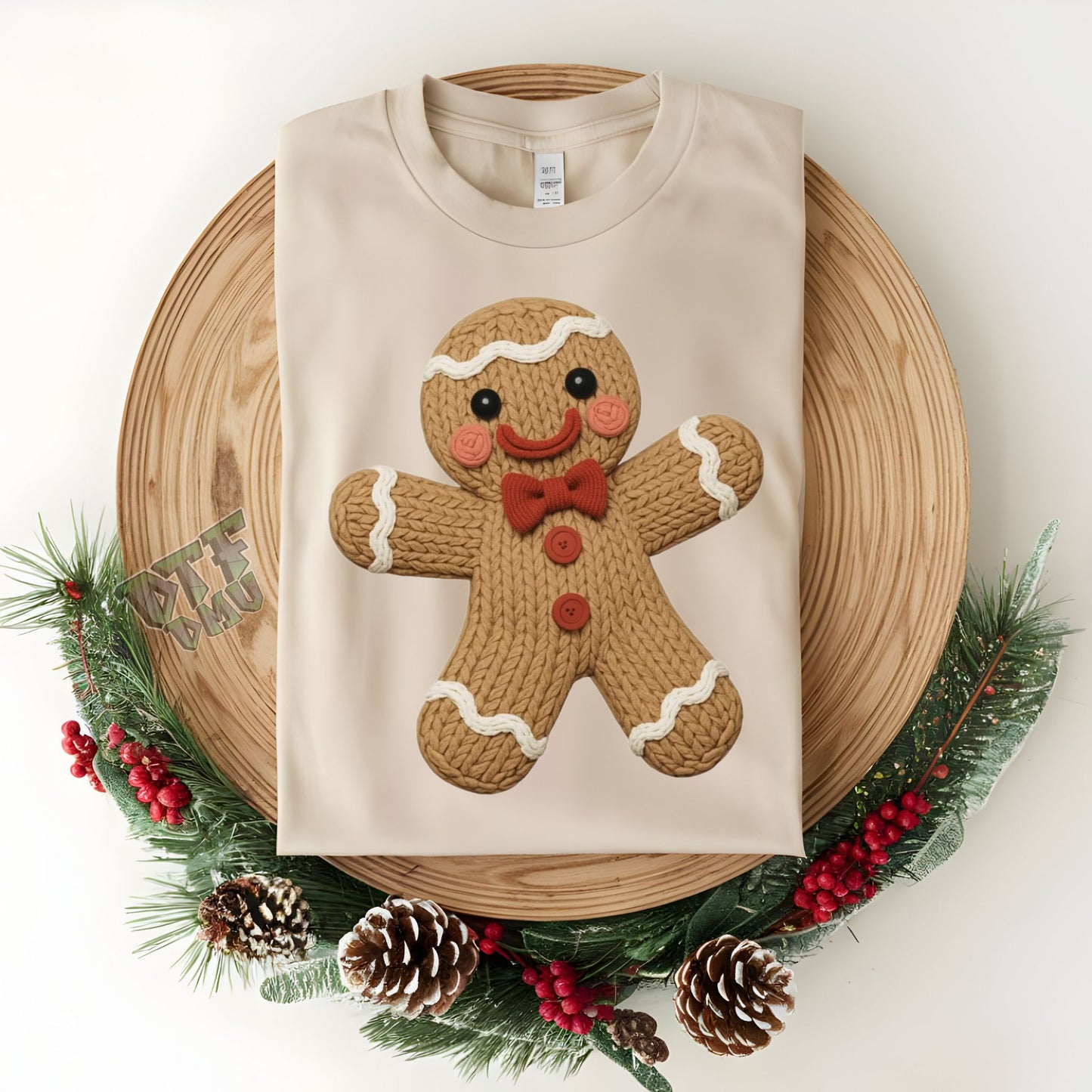 FAUX Yarn/Crochet GINGERBREAD Christmas DTF Transfer