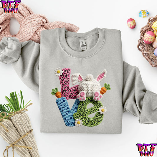 LOVE Easter Faux Yarn/Crochet DTF Transfer Print