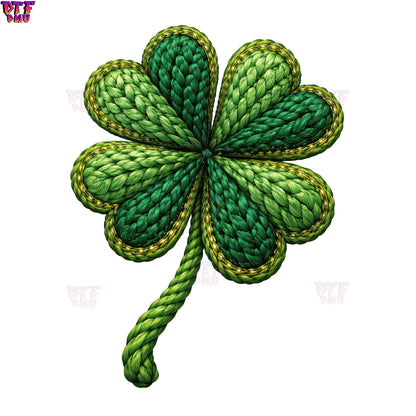 CLOVER Faux Yarn/Crochet St. Patrick's Day DTF Transfer print Only.