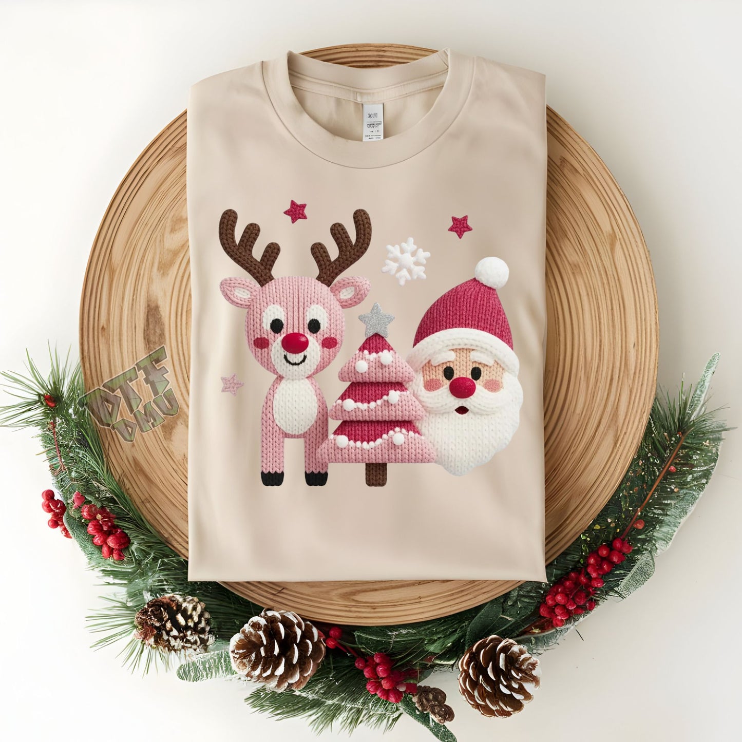 FAUX Yarn/Crochet Reindeer Christmas DTF Transfer