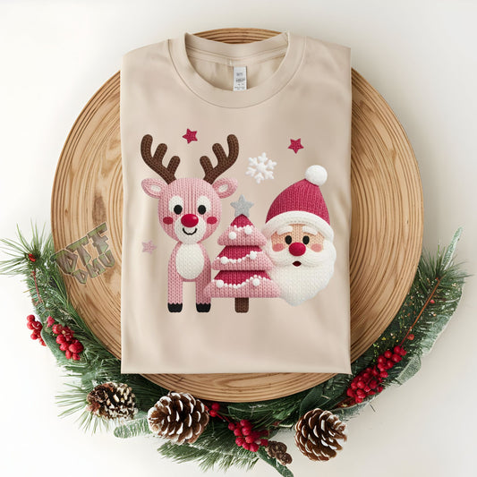 FAUX Yarn/Crochet Reindeer Christmas DTF Transfer