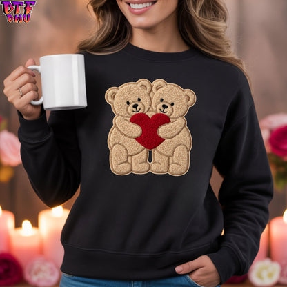 BEAR LOVE Faux Yarn/Crochet Valentine's Day DTF Transfer Print Only.
