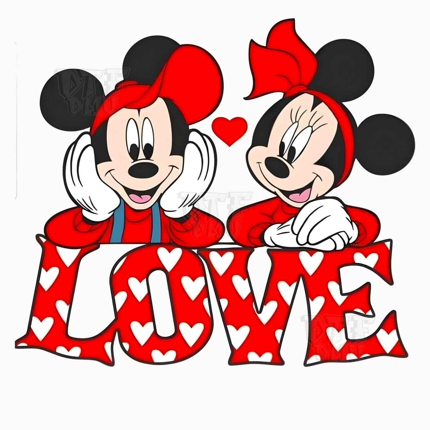 LOVE Mickey and Minnie Mouse Valentine's Day  DTF Transfer Print Only.