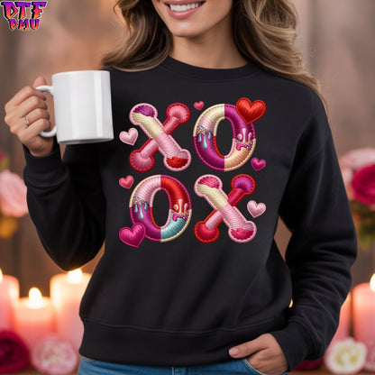 XOXO Valentine's Day  Faux Yarn/Crochet DTF Transfer Print Only.