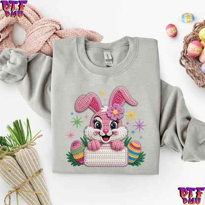 Easter BUNNY Faux Yarn/Crochet DTF Transfer Print