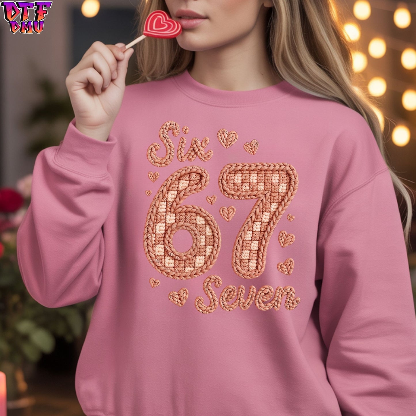 67 Valentine's Day Faux Yarn/Crochet DTF Transfer Print Only.