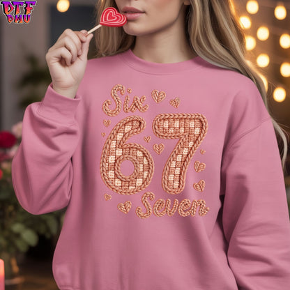 67 Valentine's Day Faux Yarn/Crochet DTF Transfer Print Only.