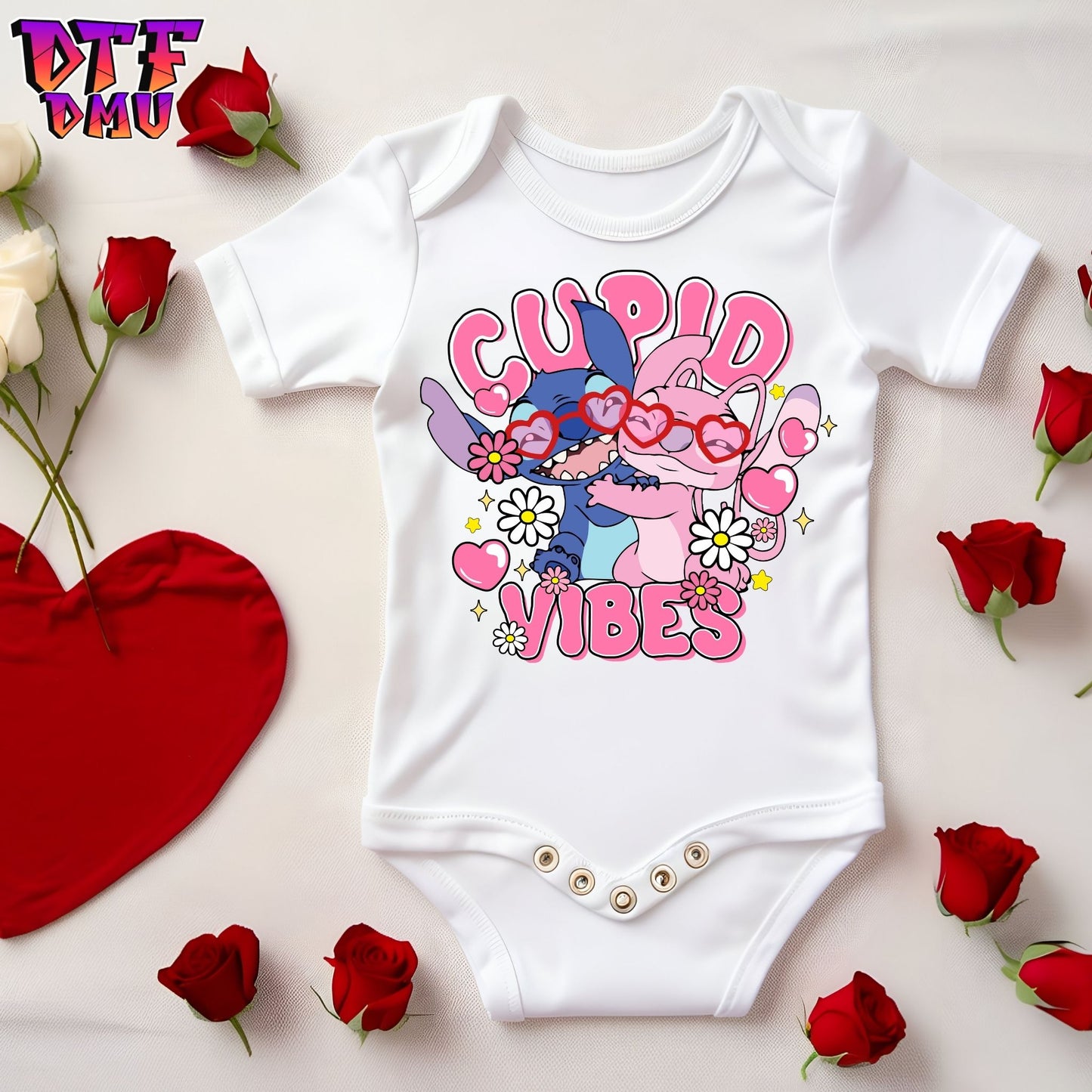 Cupid Vibes Lilo and Stitch Valentine's Day DTF Transfer
