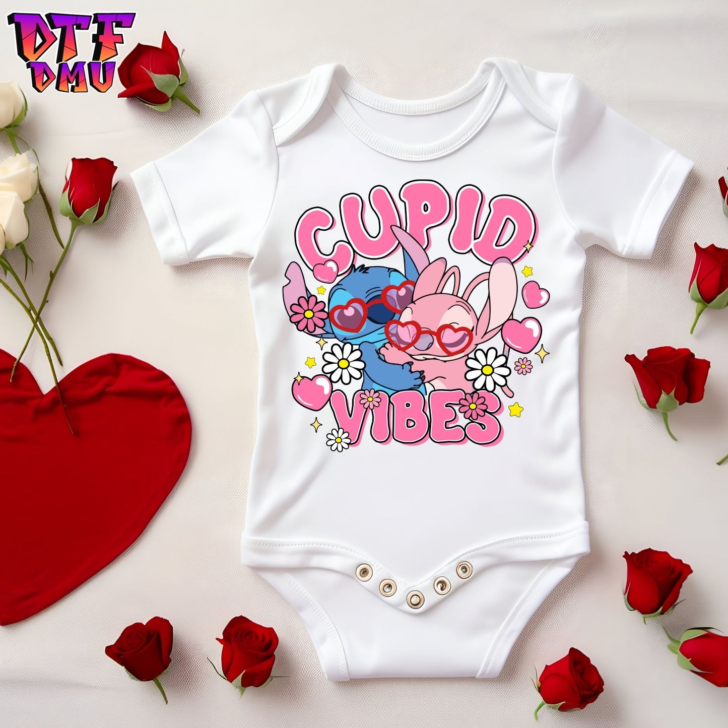 Cupid Vibes Lilo and Stitch Valentine's Day DTF Transfer
