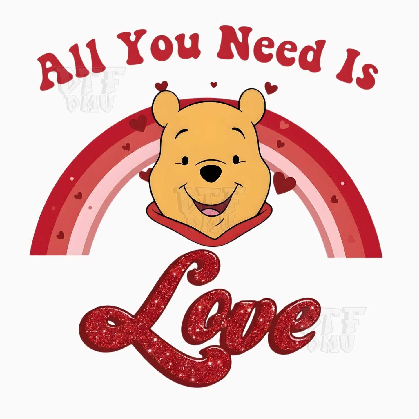 Pooh Valentine's Day  DTF Transfer Print Only.