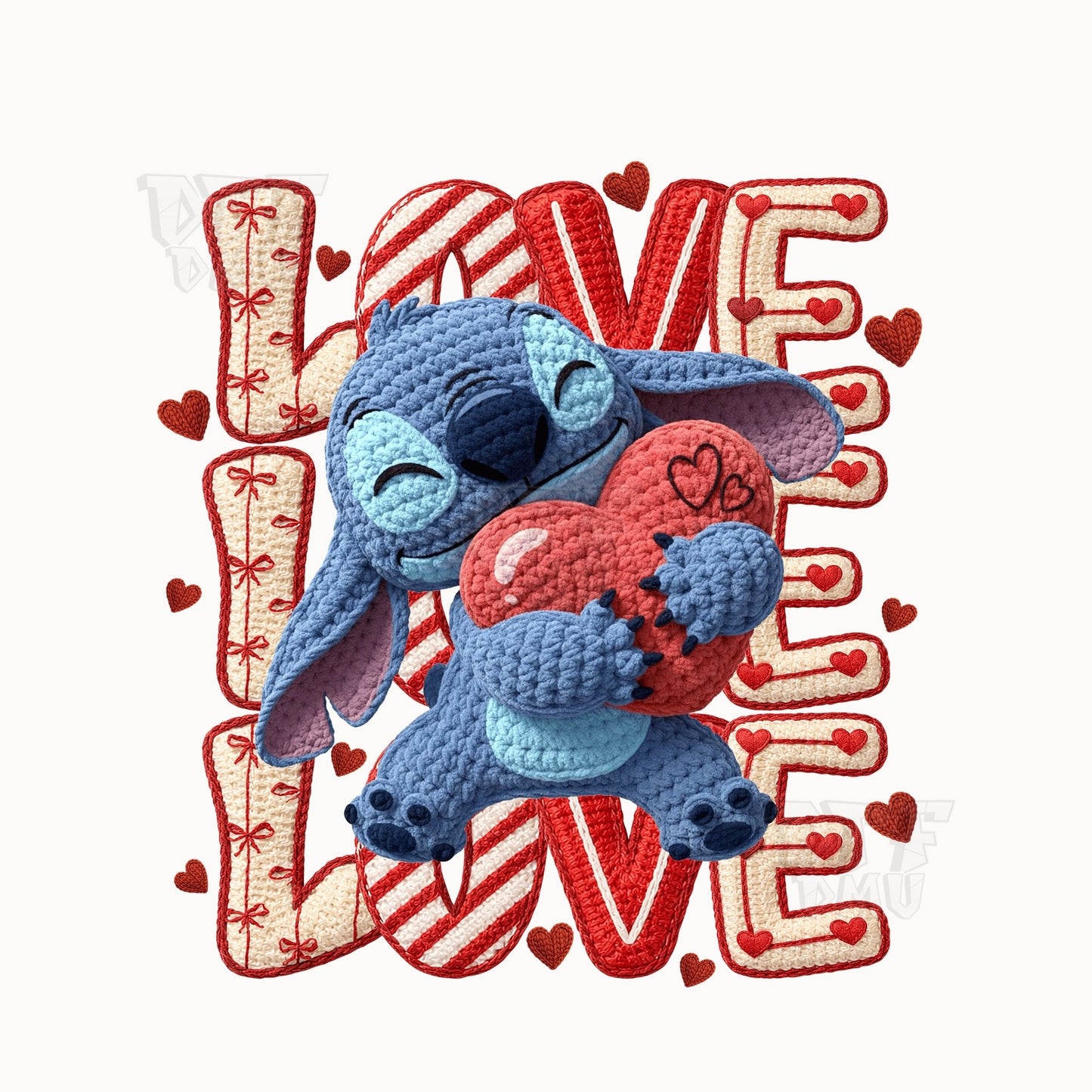 Stitch Love Valentine's Day DTF Transfer Print Only.