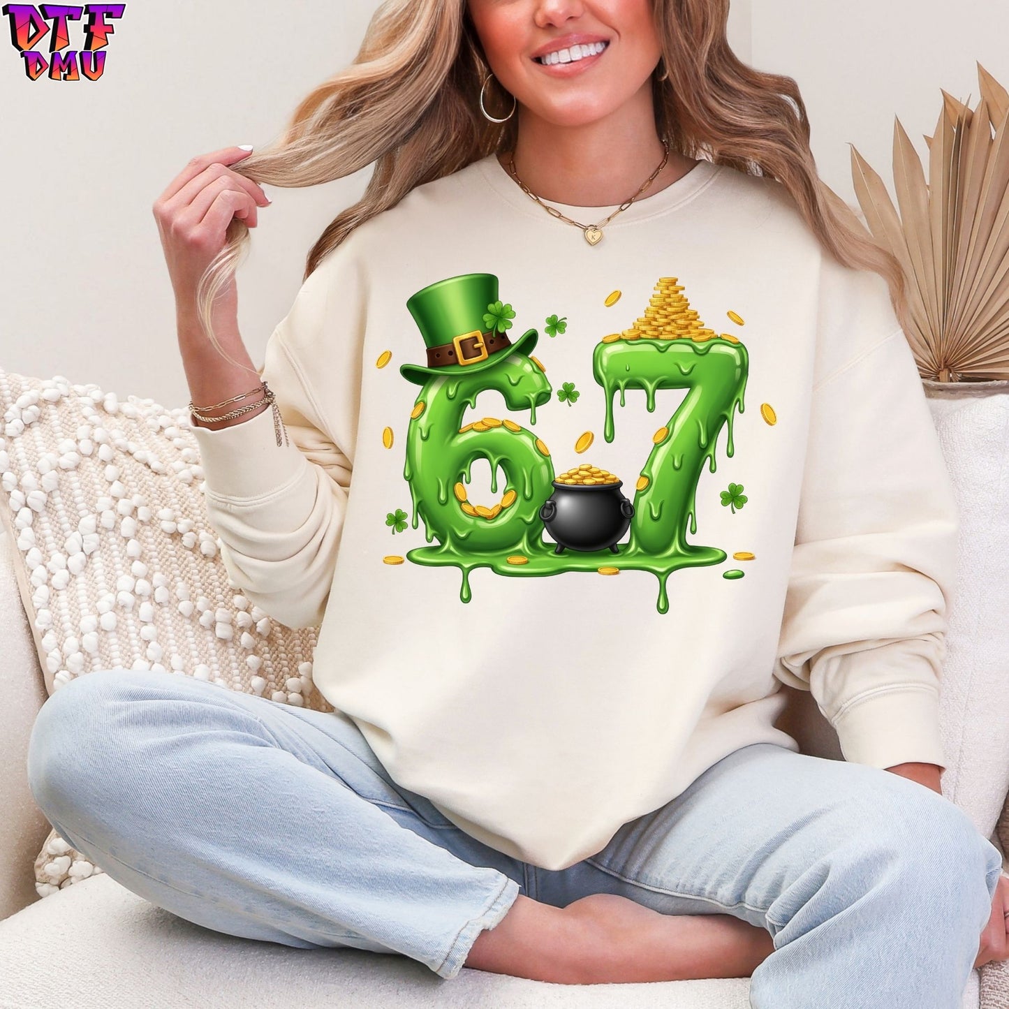 67 Faux Yarn/Crochet St. Patrick's Day DTF Transfer print Only.