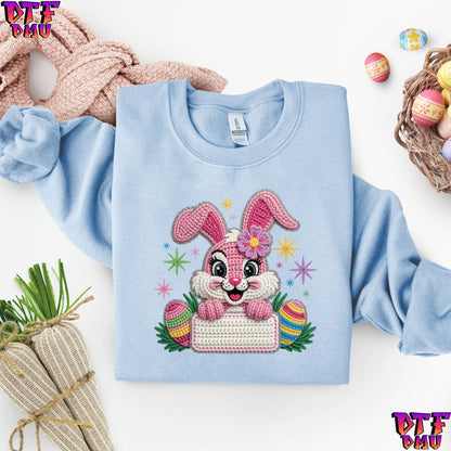 Easter BUNNY Faux Yarn/Crochet DTF Transfer Print