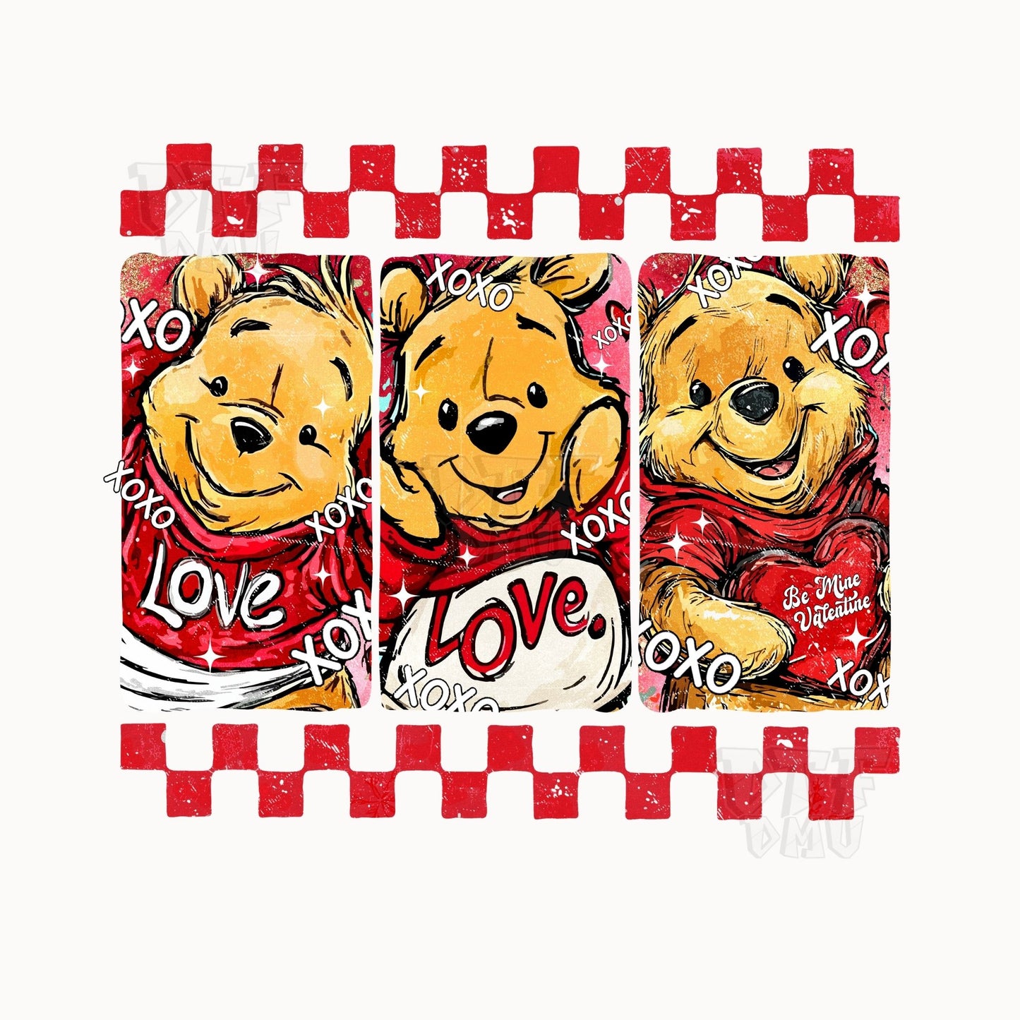 Pooh Valentine's Day  DTF Transfer Print Only.