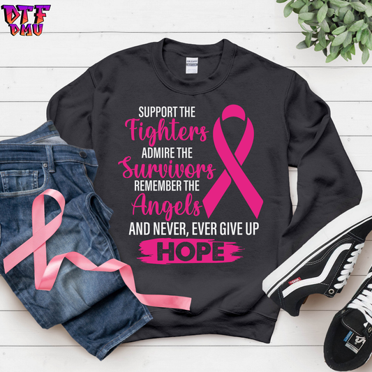 SUPPORT THE FIGHTERS Breast Cancer DTF Transfer Print.