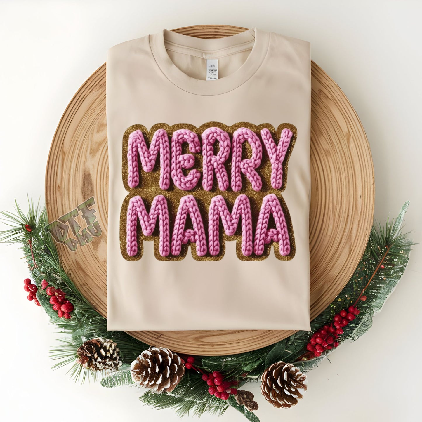 FAUX Yarn/Crochet Christmas DTF Transfer