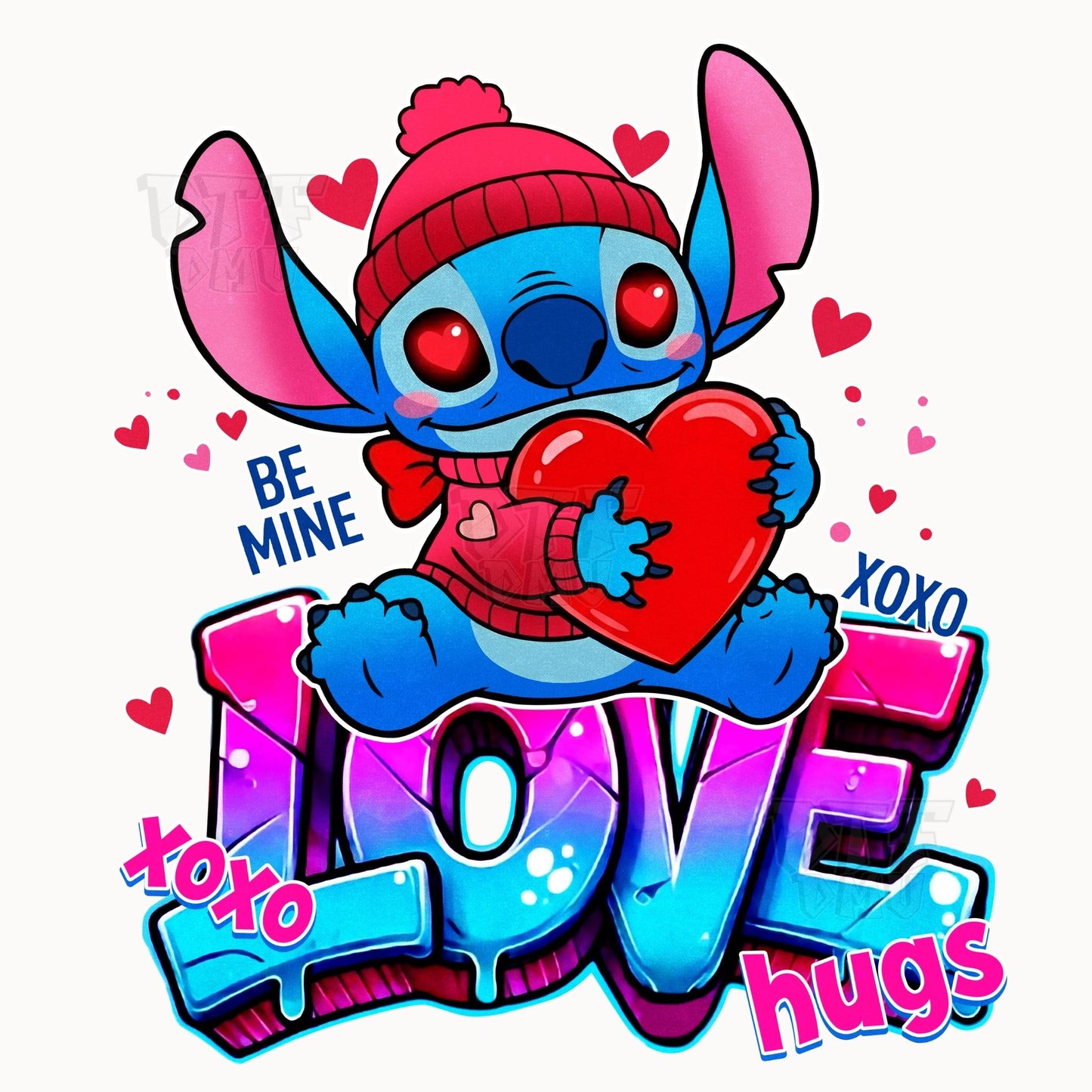 Stitch Love Valentine's Day DTF Transfer Print Only.