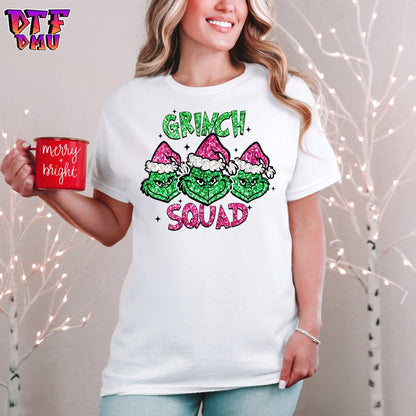 FAUX Glitter Grinch SQUAD DTF Transfer
