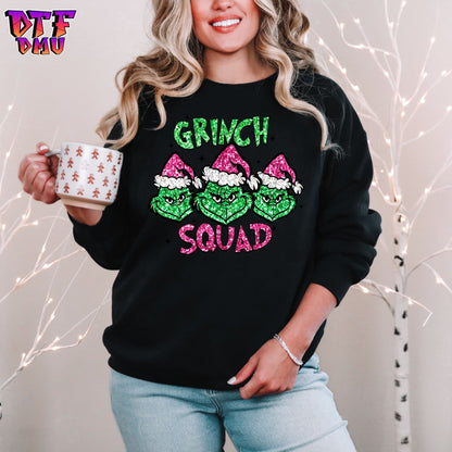 FAUX Glitter Grinch SQUAD DTF Transfer