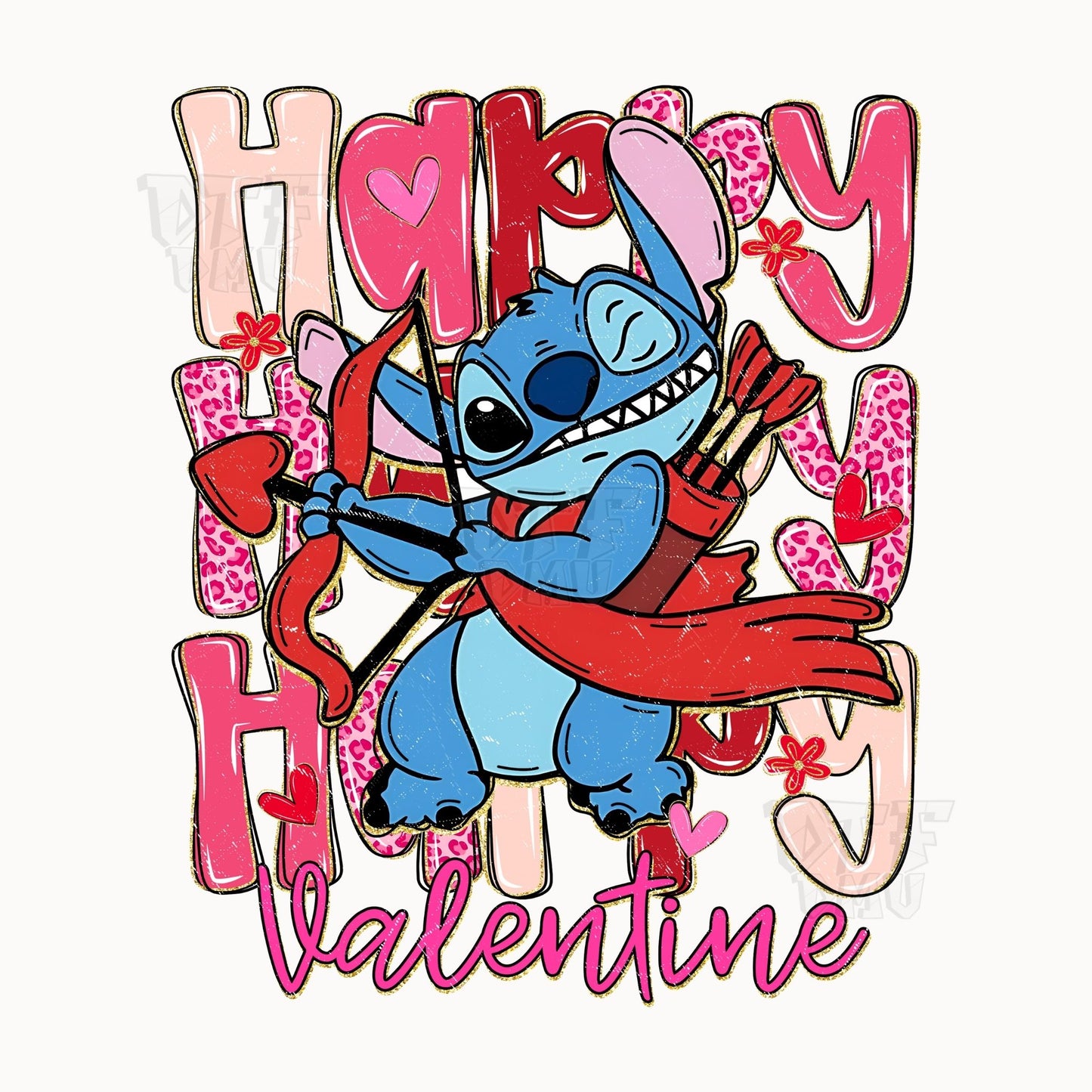 Stitch Love Valentine's Day DTF Transfer Print Only.