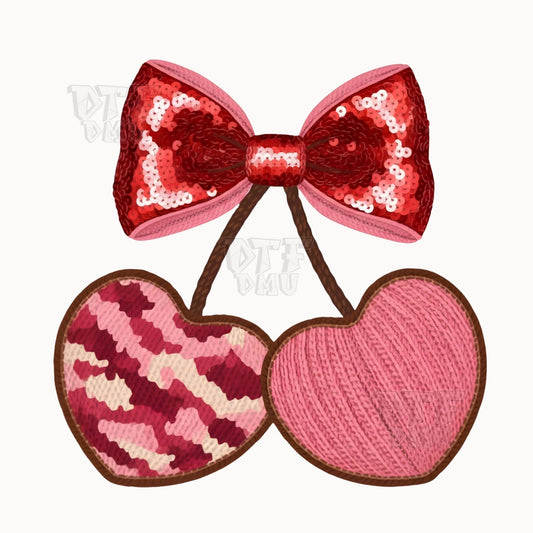 Cherry Valentine's Day  DTF Transfer Print Only.