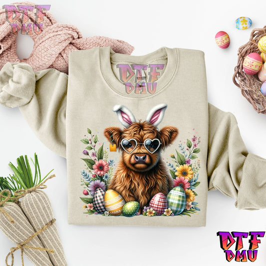 Highland Cow Easter DTF Transfer