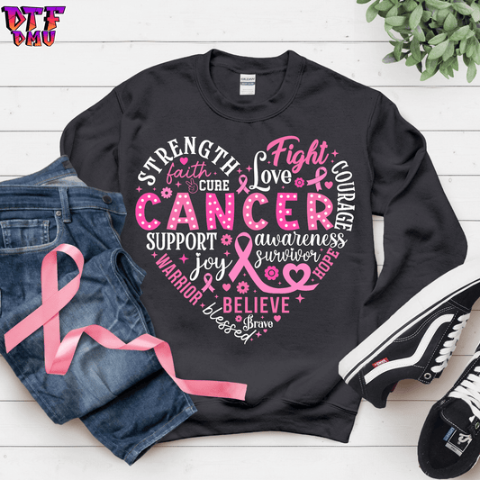 STRENGHT LOVE FIGHT SUPPORT Breast Cancer DTF Transfer Print.