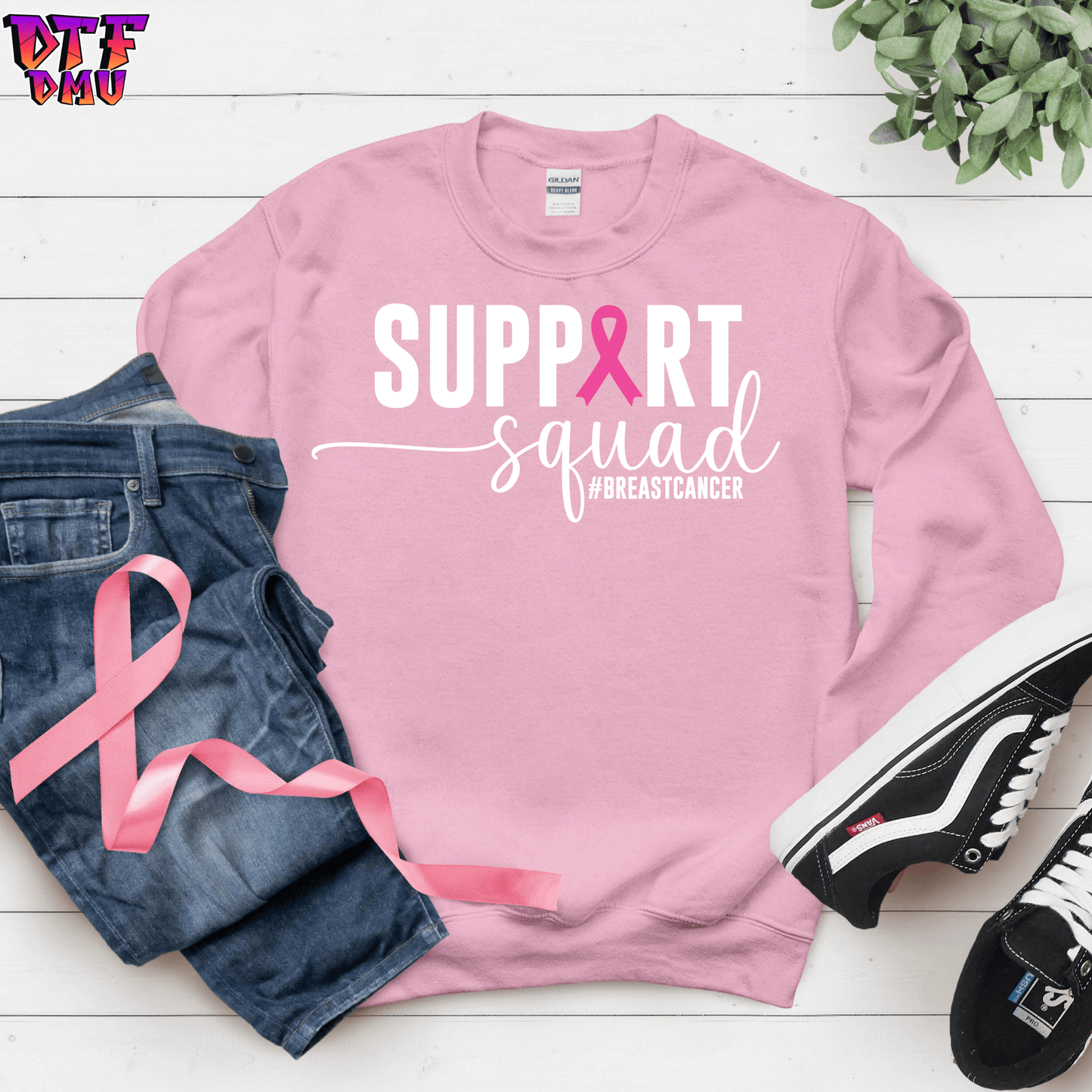 SUPPORT SQUAD Breast Cancer DTF Transfer Print.