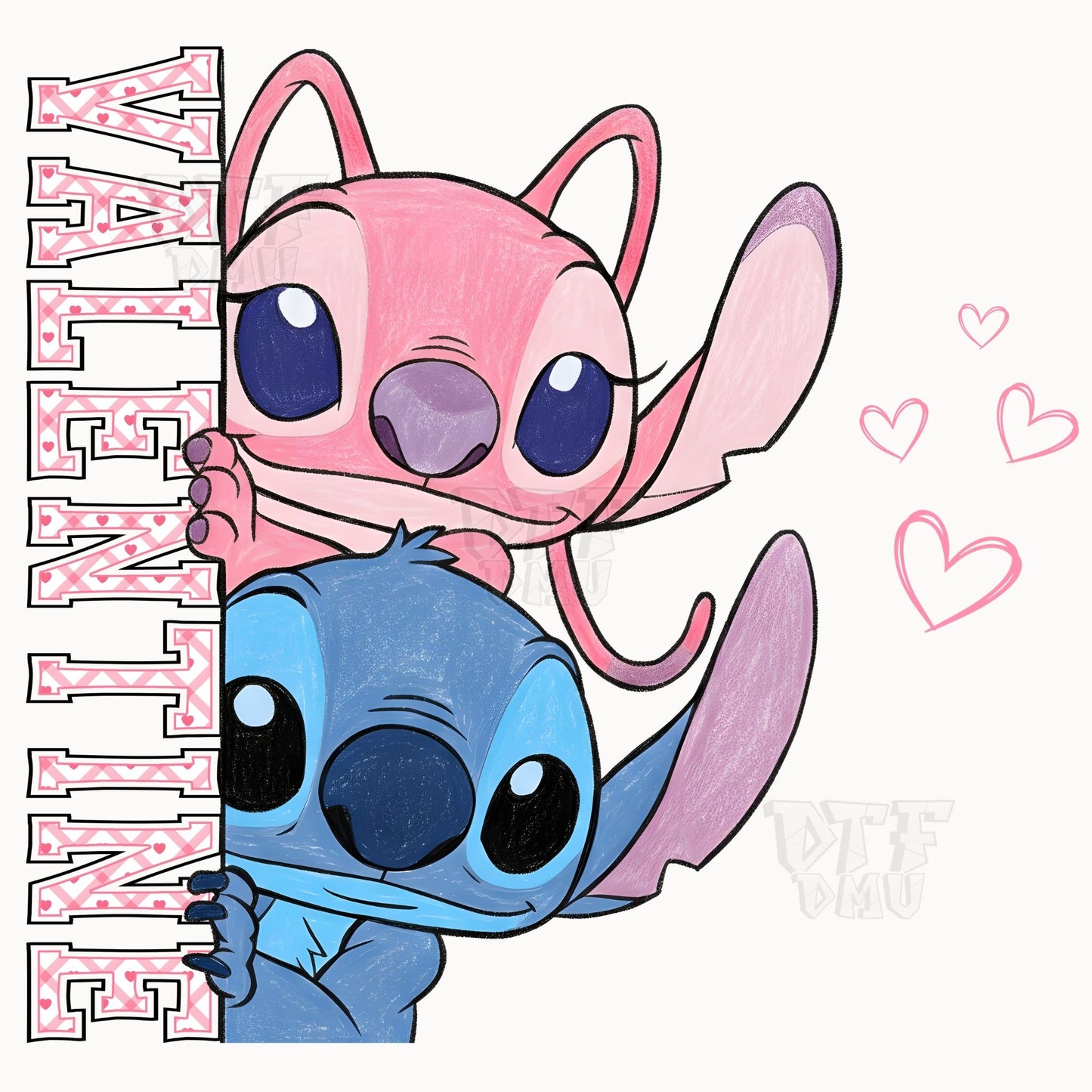 Stitch Love Valentine's Day DTF Transfer Print Only.