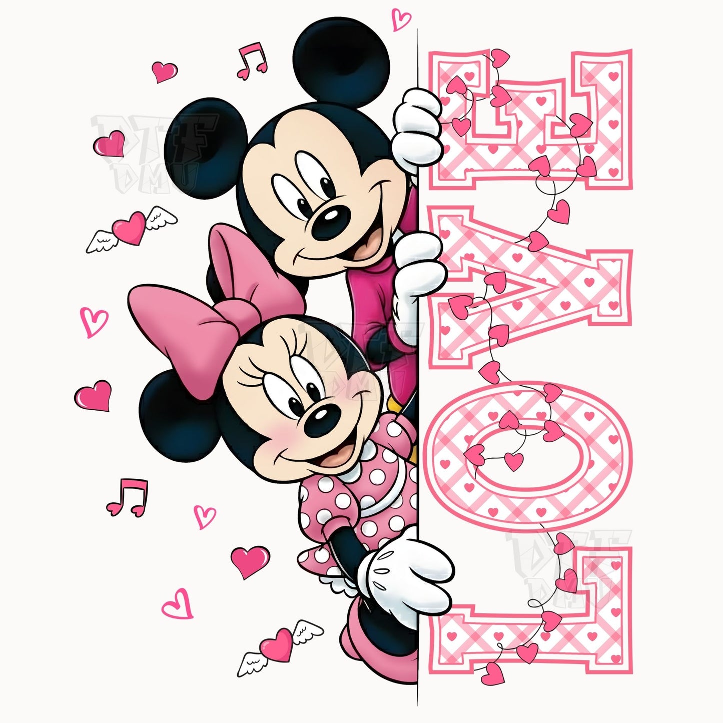 Love Mickey/Minnie Valentine's Day DTF Transfer Print Only