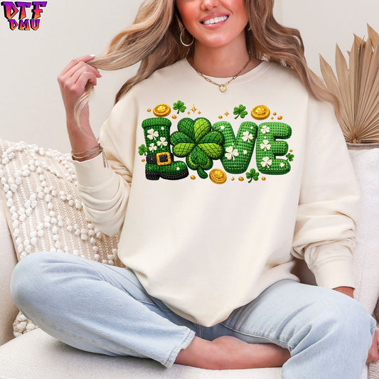 LOVE Yarn/Crochet St. Patrick's Day DTF Transfer print Only.