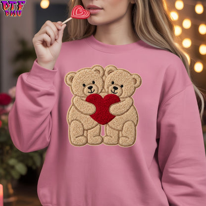 BEAR LOVE Faux Yarn/Crochet Valentine's Day DTF Transfer Print Only.