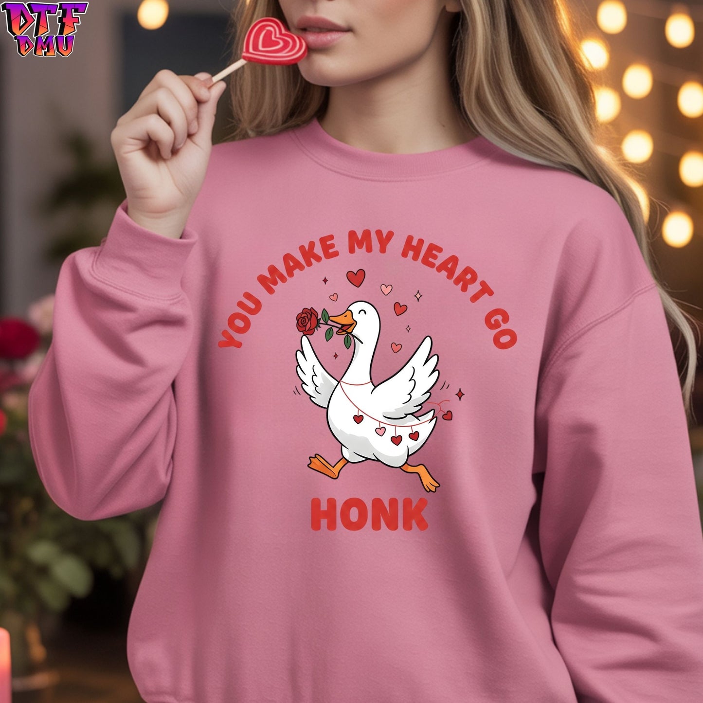 My Heart H0NK Valentine's Day  Faux Yarn/Crochet DTF Transfer Print Only.
