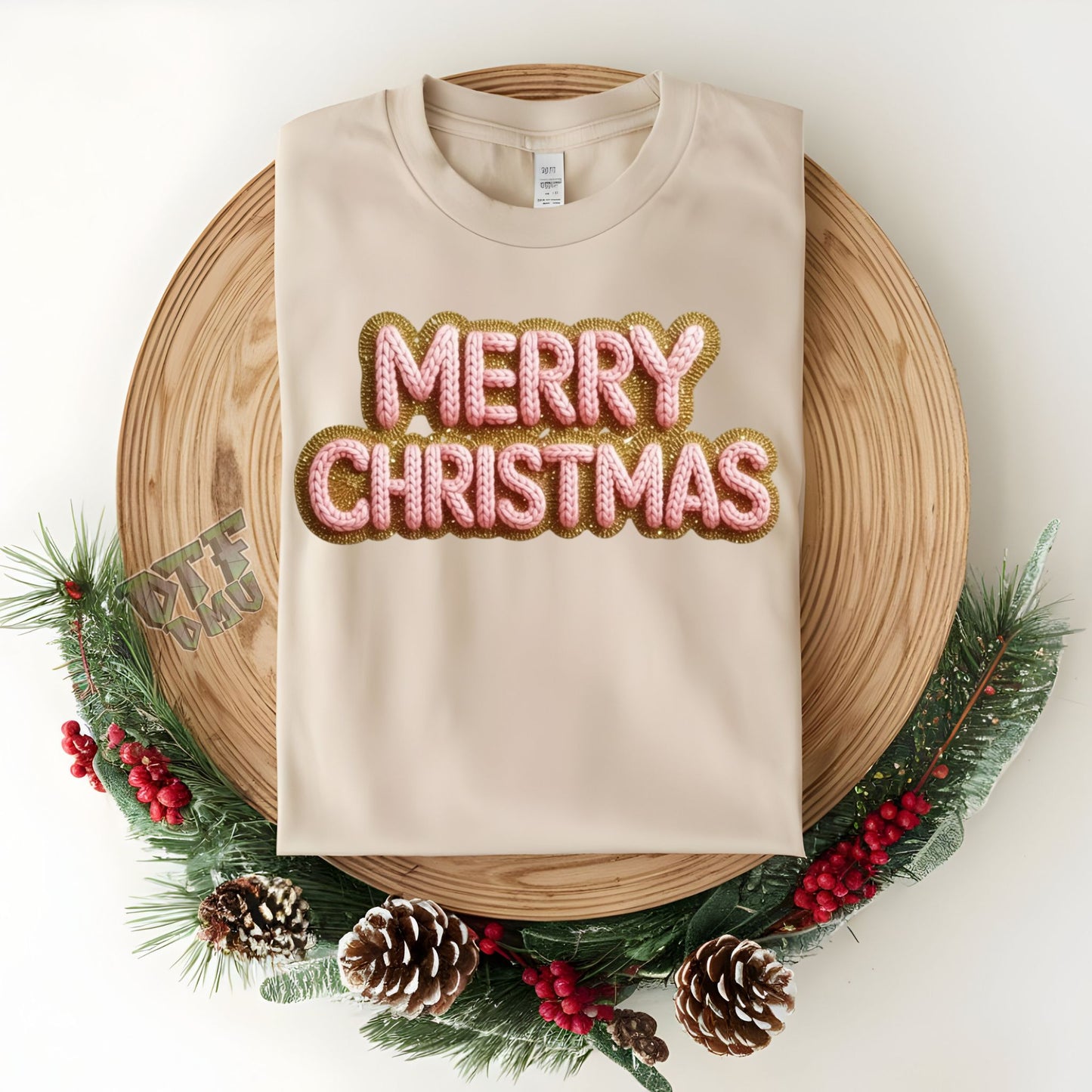 FAUX Yarn/Crochet Christmas DTF Transfer