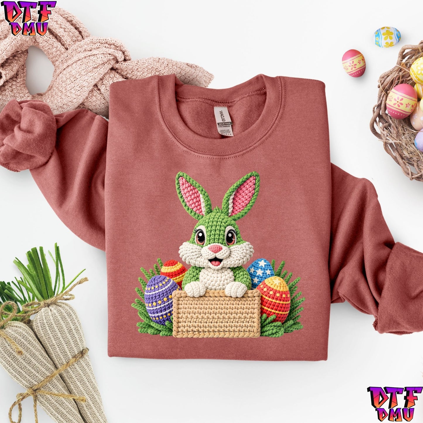 Easter BUNNY Faux Yarn/Crochet DTF Transfer Print
