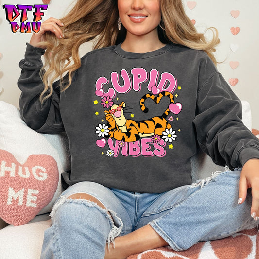 Cupid Vibes Tiger Valentine's Day DTF Transfer