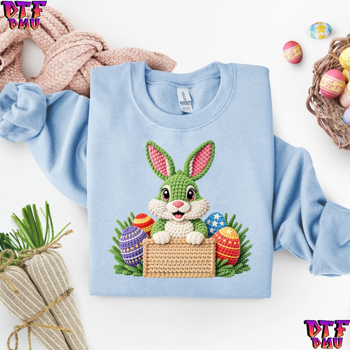 Easter BUNNY Faux Yarn/Crochet DTF Transfer Print