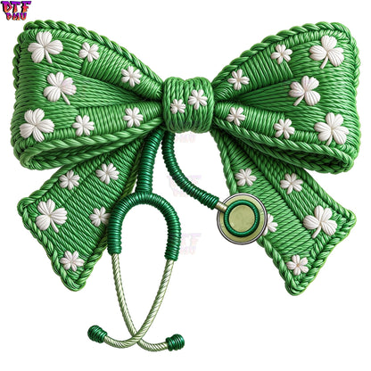 NURSE Faux Embroidery St. Patrick's Day DTF Transfer print Only.