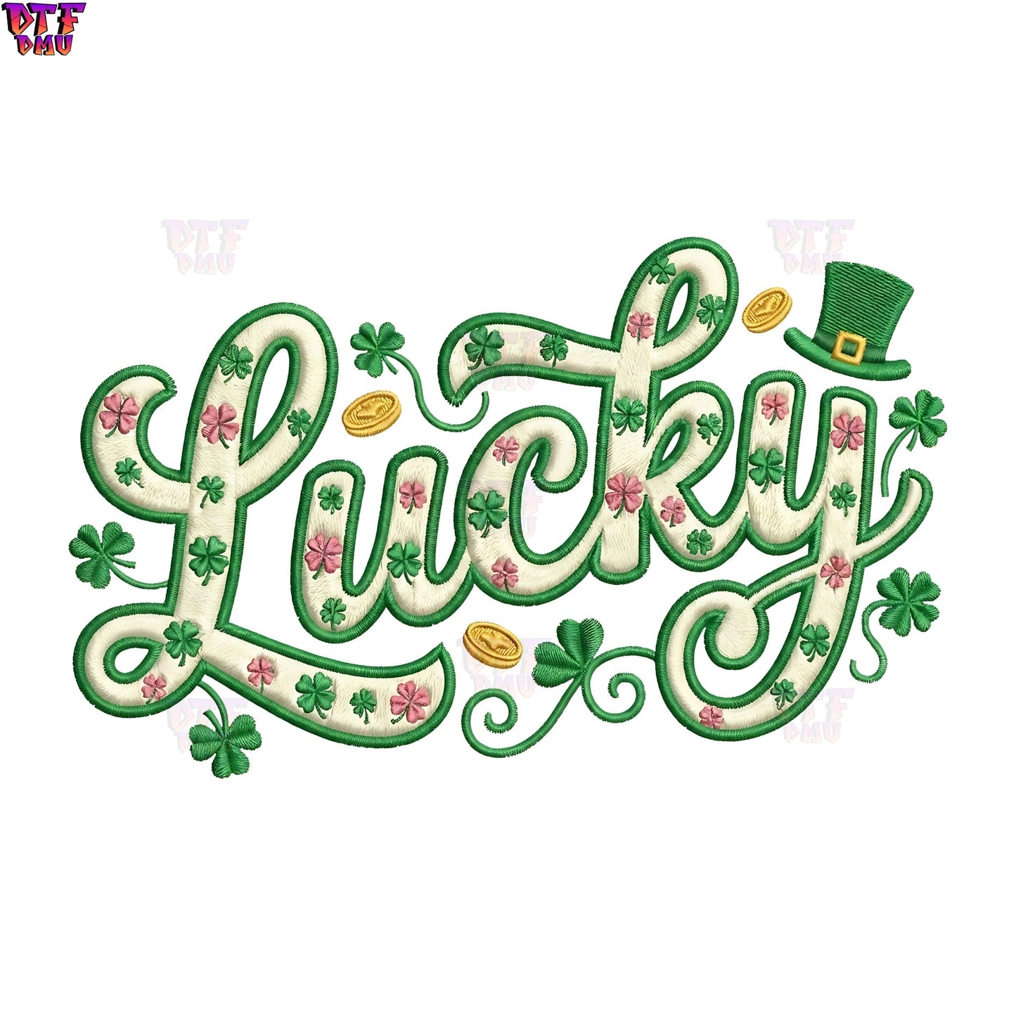 LUCKY Faux Yarn/Crochet St. Patrick's Day DTF Transfer print Only.