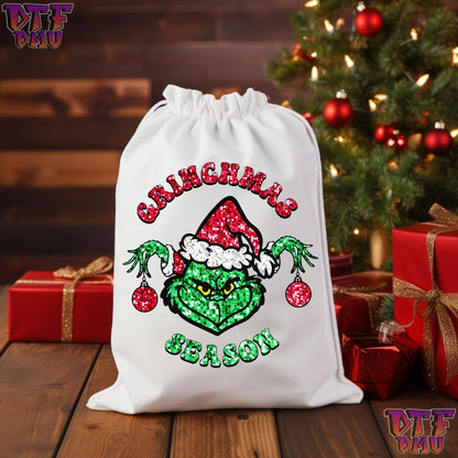 FAUX Glitter Grinchmas Season DTF Transfer