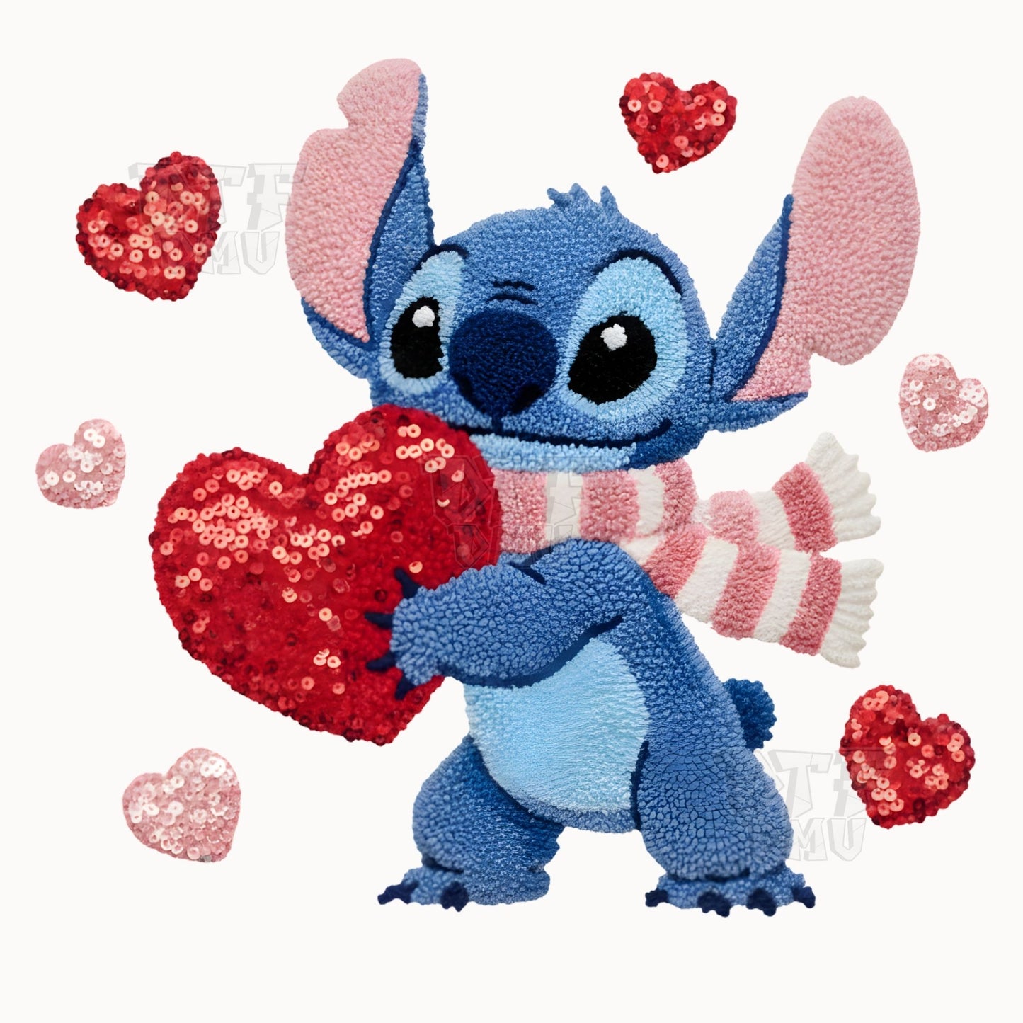Faux Glitter Stitch Valentine's Day DTF Transfer Print Only