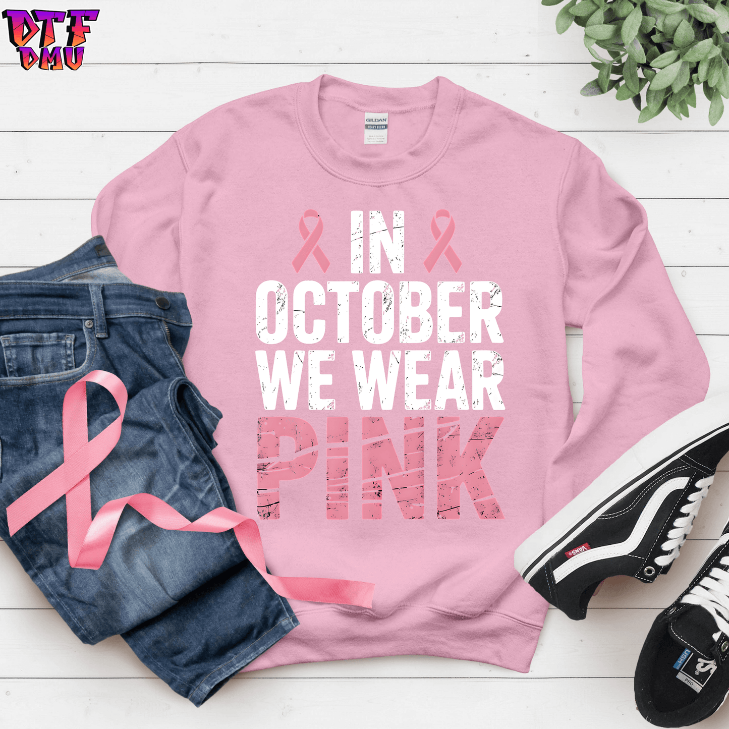 IN OCTOBER WE WEAR PINK Cancer DTF Transfer Print.